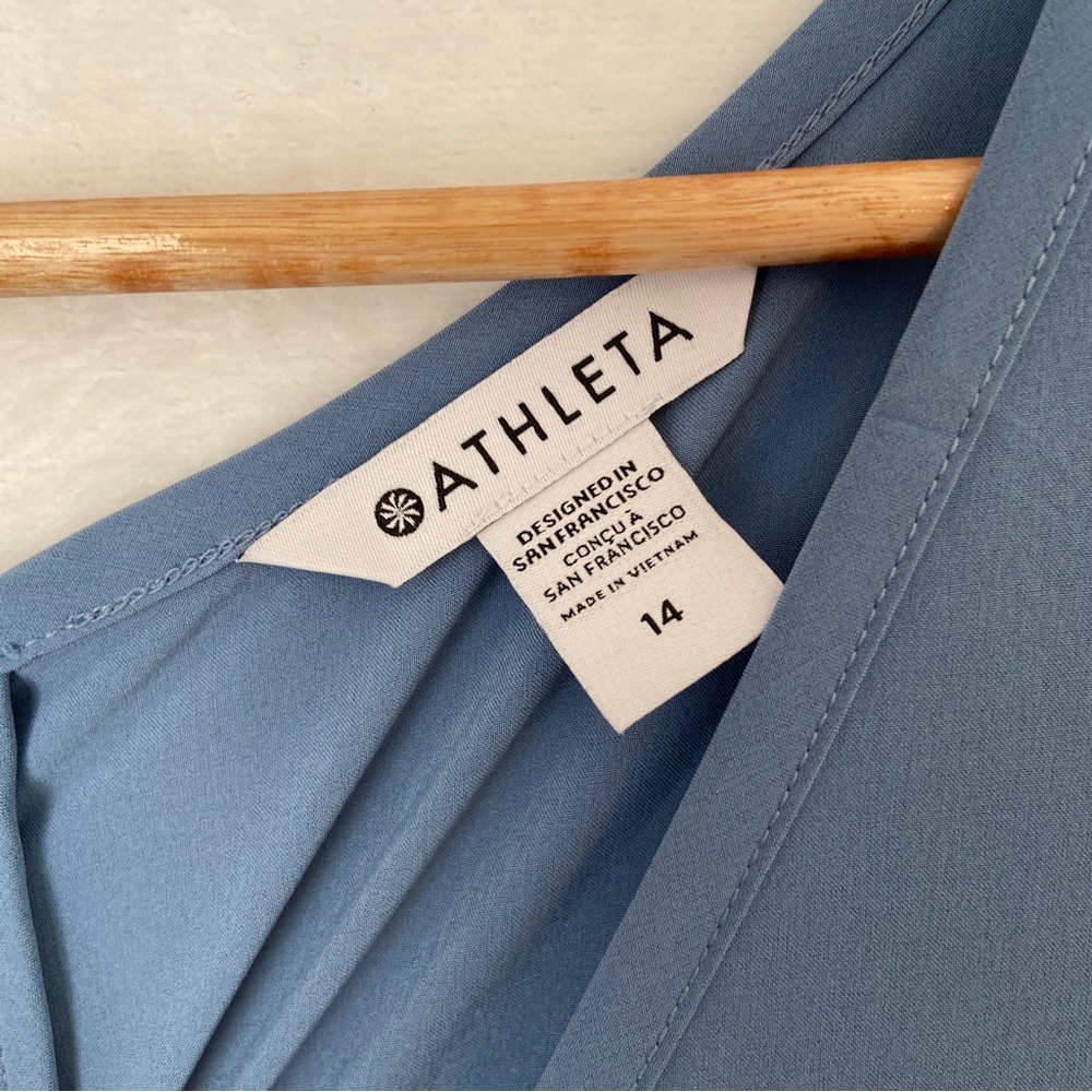 Athleta womens blue one piece casual athletic Brooklyn jumpsuit size 14 NWT. - Picture 12 of 12